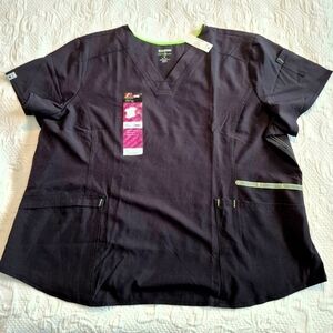 Scrubstar Ethical Fabric women's size 3XL black scrub top has stretch, NWT
